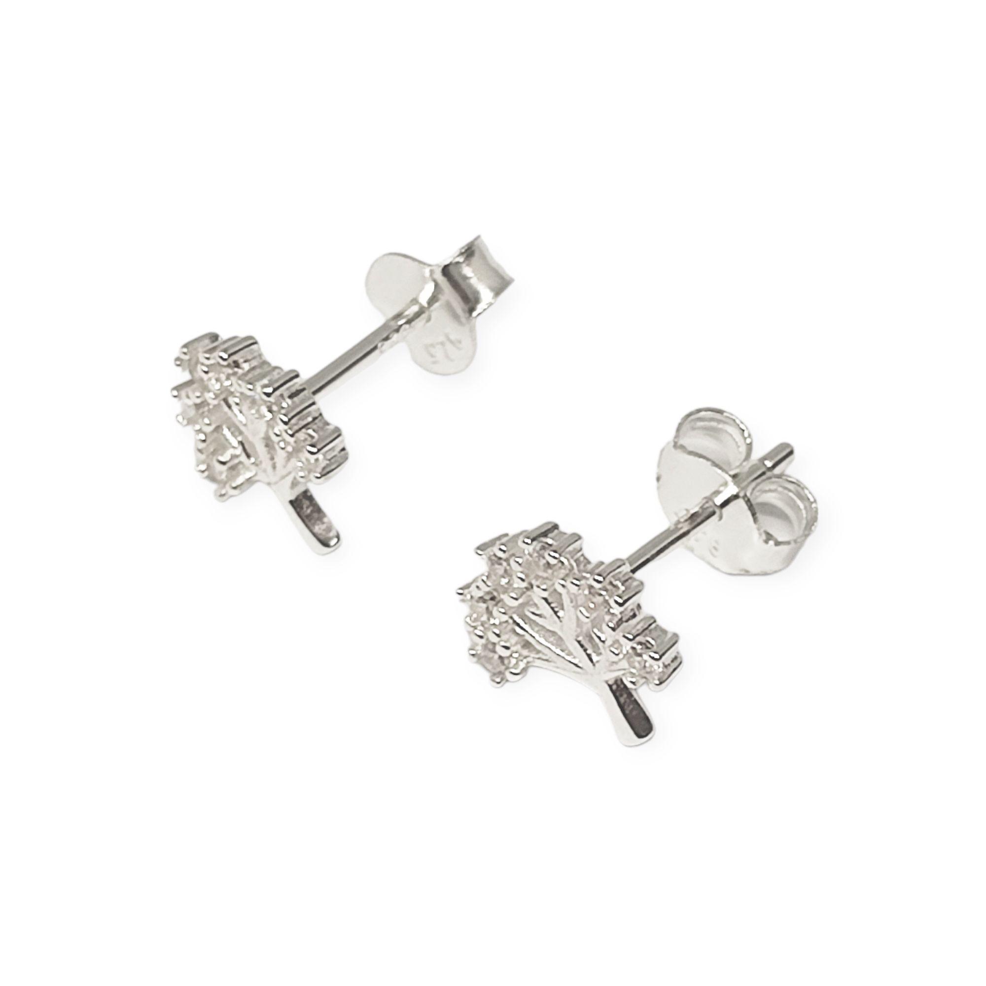 Aros Árbol Circón Ramas Plata Fina 925-2