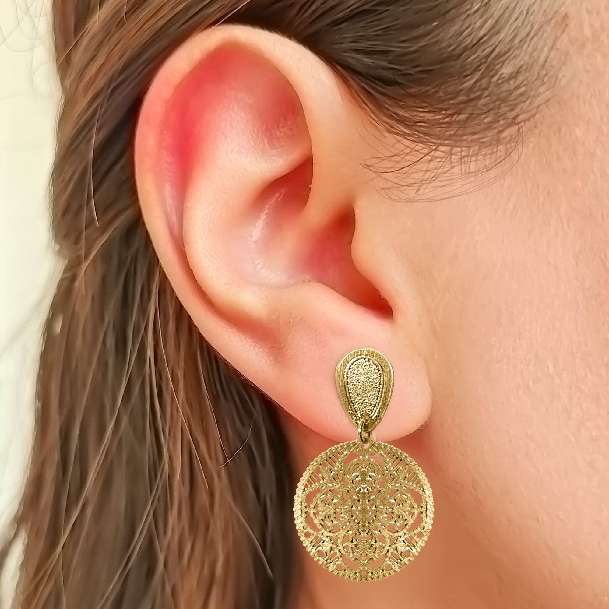 Aros Mercedes Mandala Enchapado Oro 18K-2