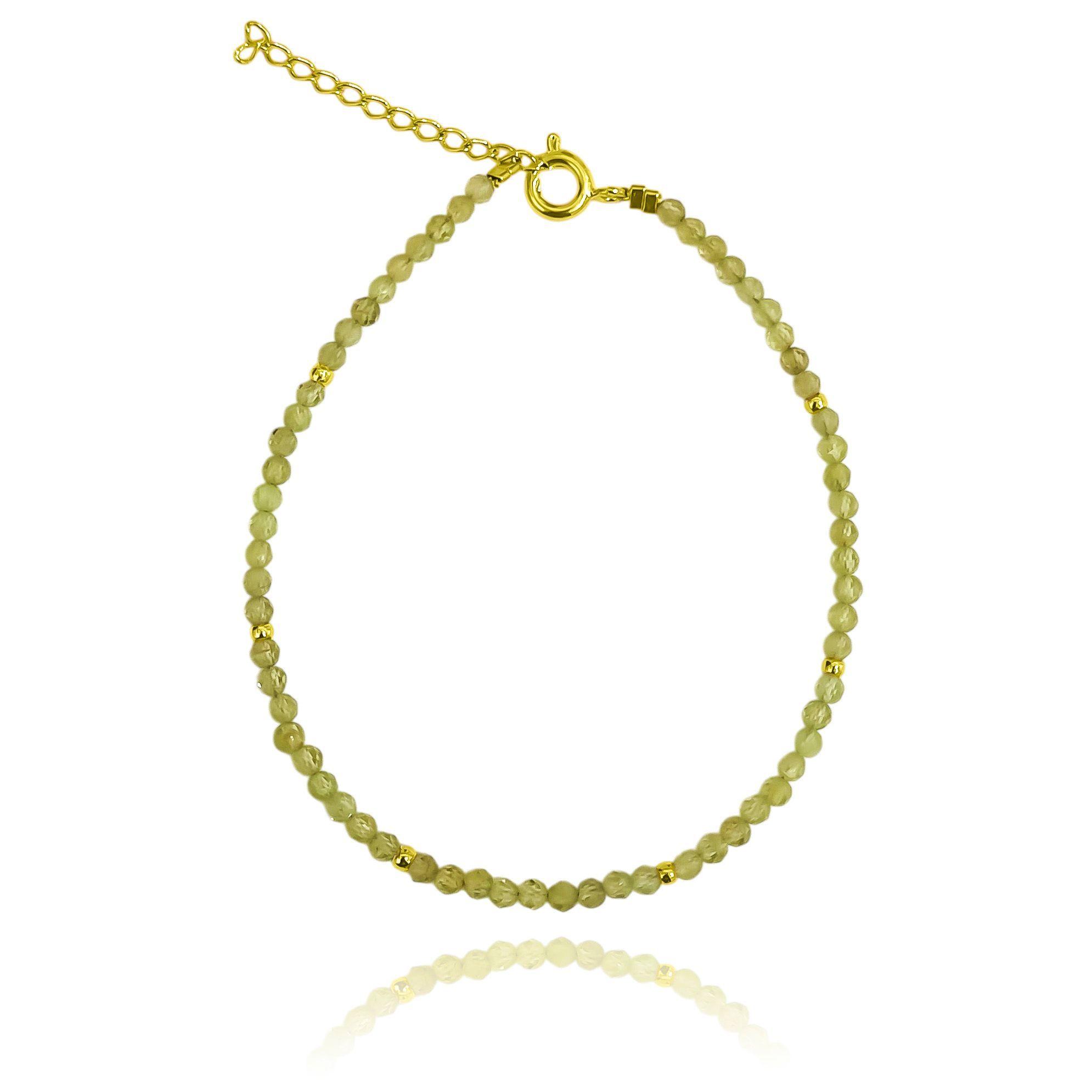 Pulsera Peridot Facetado 2mm Enchapado Oro 18K-2