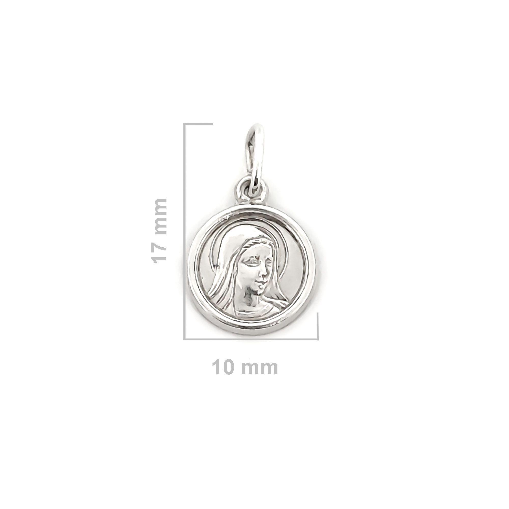 Colgante Medalla Virgen Dolorosa 10mm Plata Fina 925-2