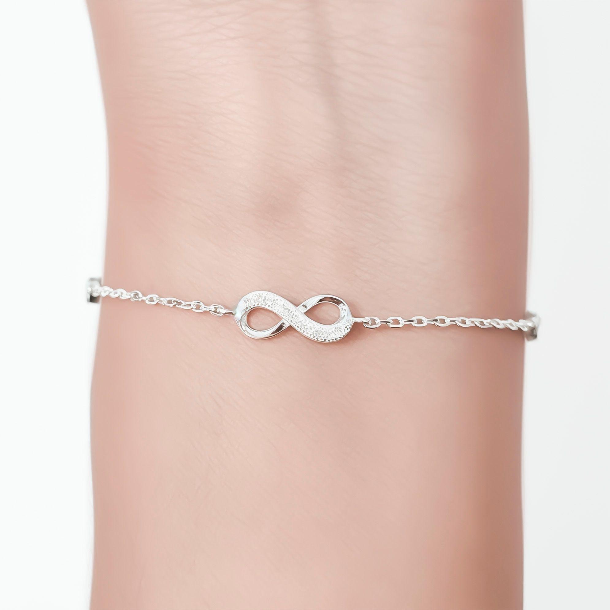 Pulsera Infinito Mini Punto De Luz Plata Fina 925-2