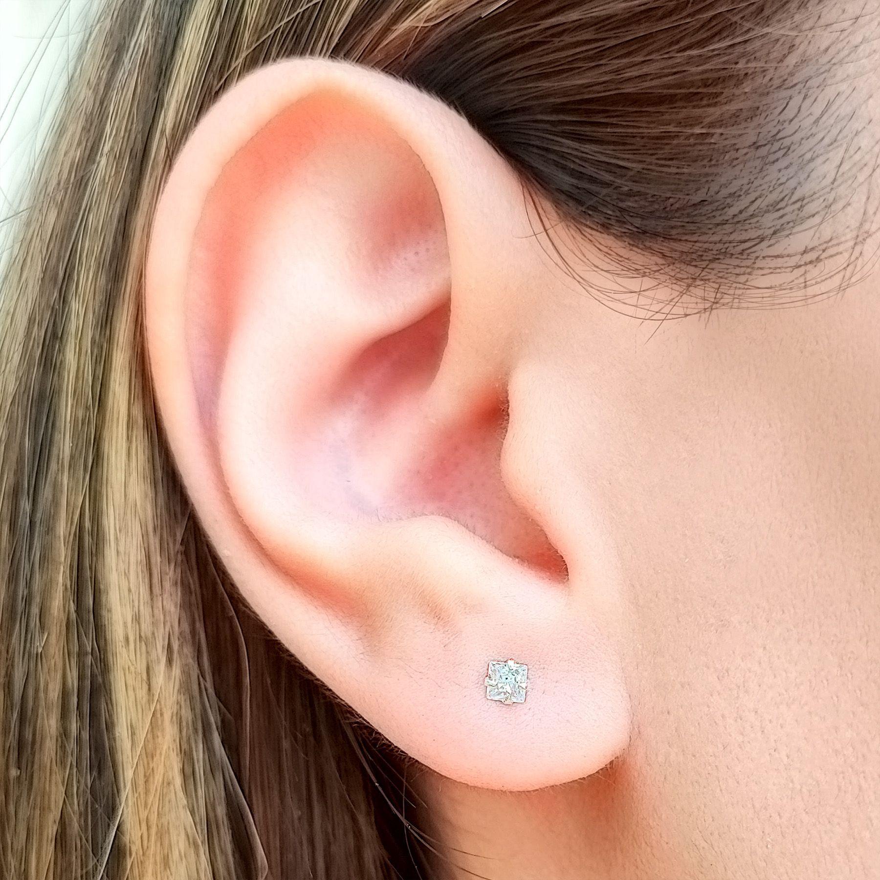 Aros Circón Mini Cuadrado 3mm Plata Fina 325-3