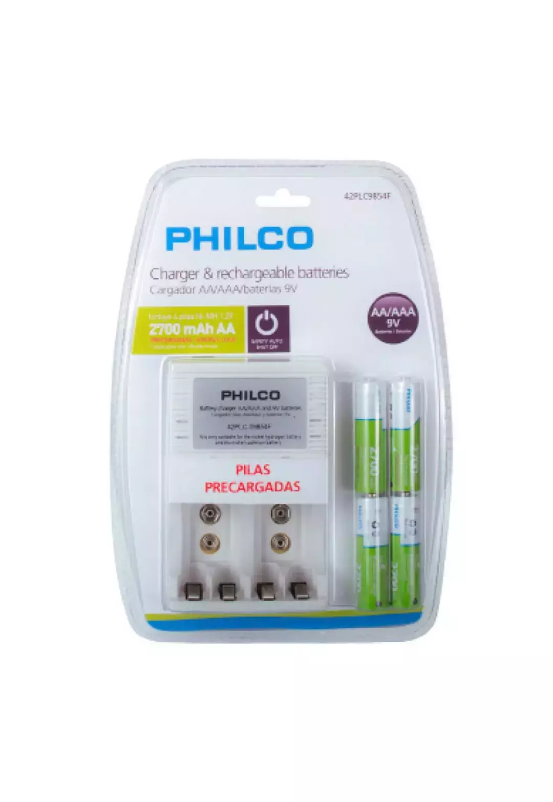 Cargador C/4 Pilas Aa 2700 Mah Pre-Cargadas-0