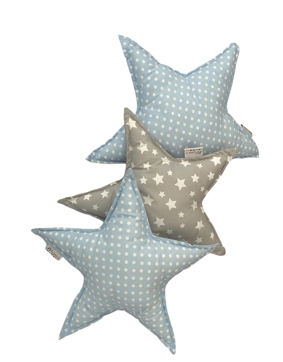 Cojines Estrellas Celeste/gris - MEMEN-0