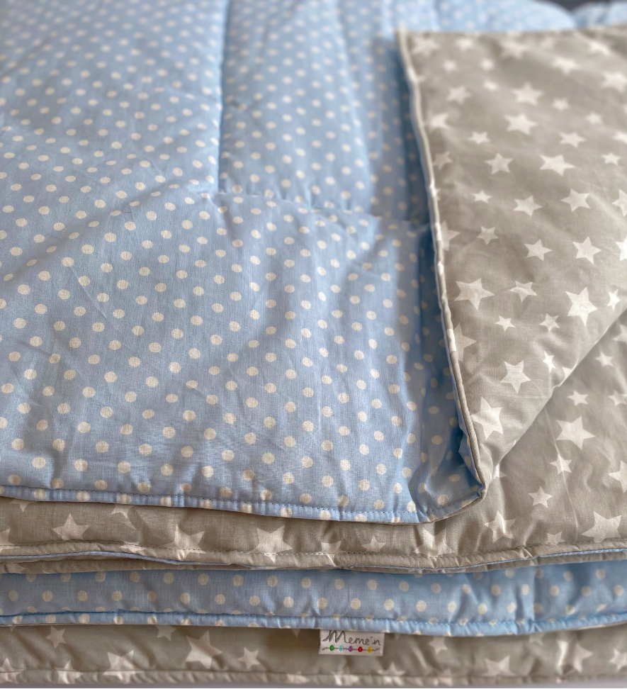 Cobertor CUNA Reversible Celeste / Gris MEMEN-0