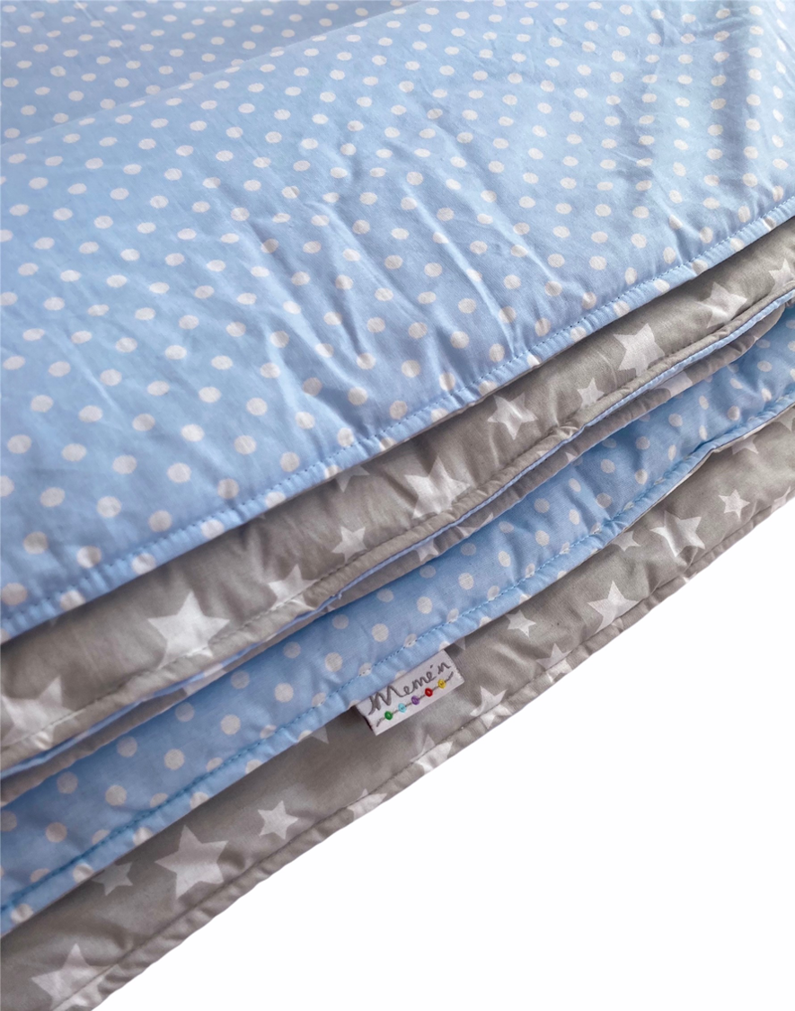 Cobertor CUNA Reversible Celeste / Gris MEMEN-1