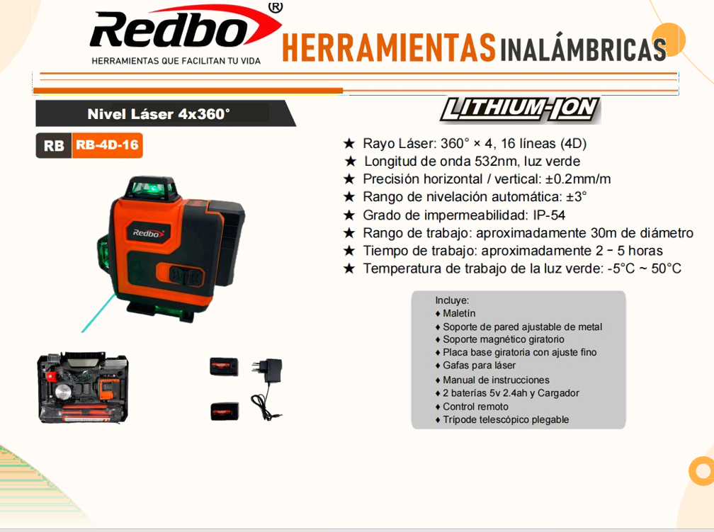 Nivel Laser 4x360° RB-4D-16-4