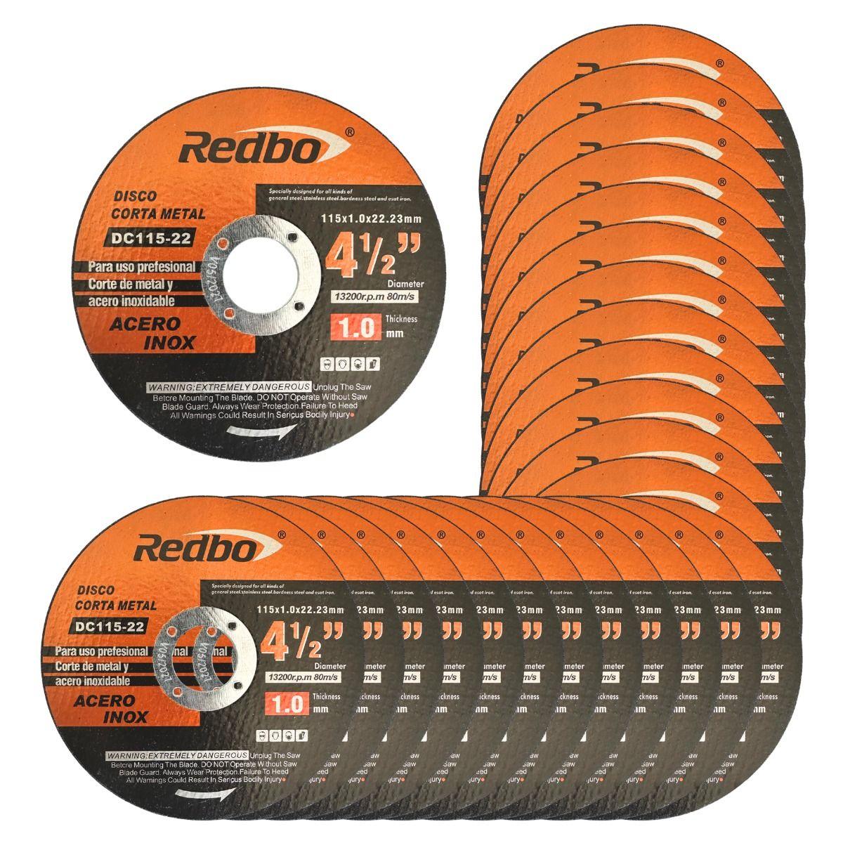 Pack 25und Disco Corte 4 1/2 X 1.0mm Redbo-0