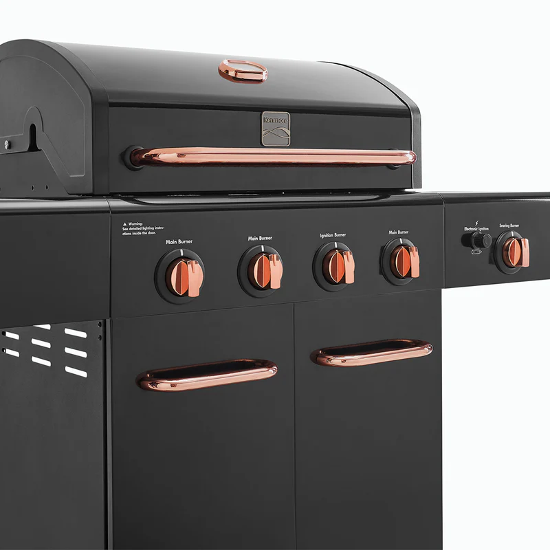 Parrilla a gas 4 Quemadores + Sellador lateral - Color Negro / Cobre-3