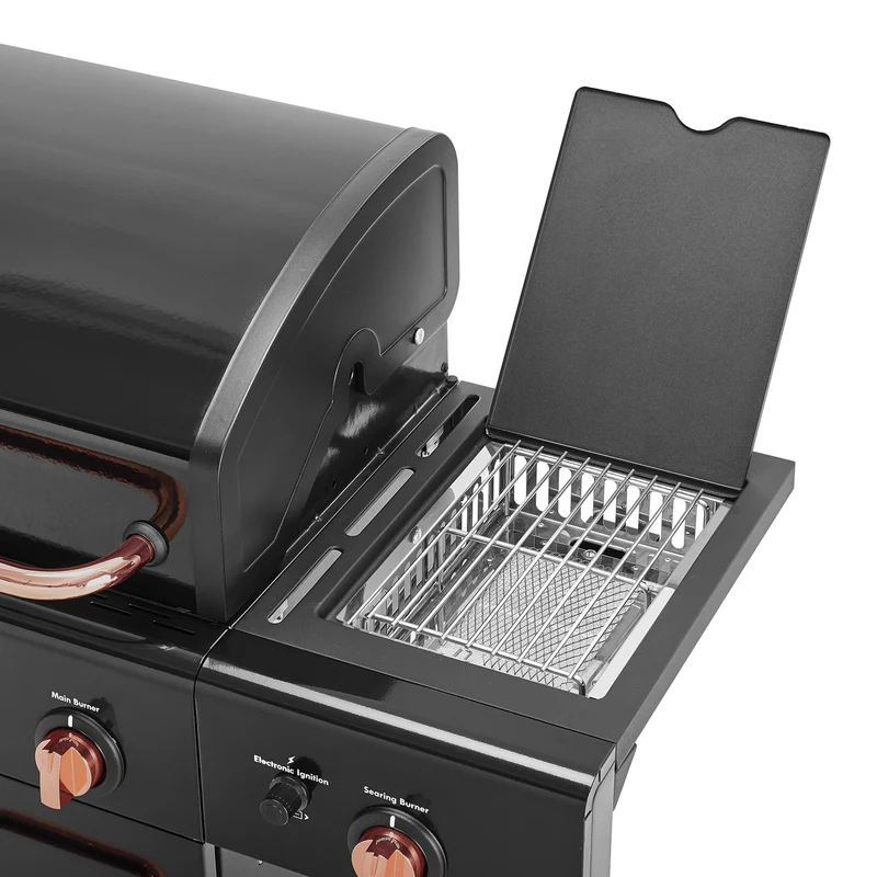 Parrilla a gas 4 Quemadores + Sellador lateral - Color Negro / Cobre-4