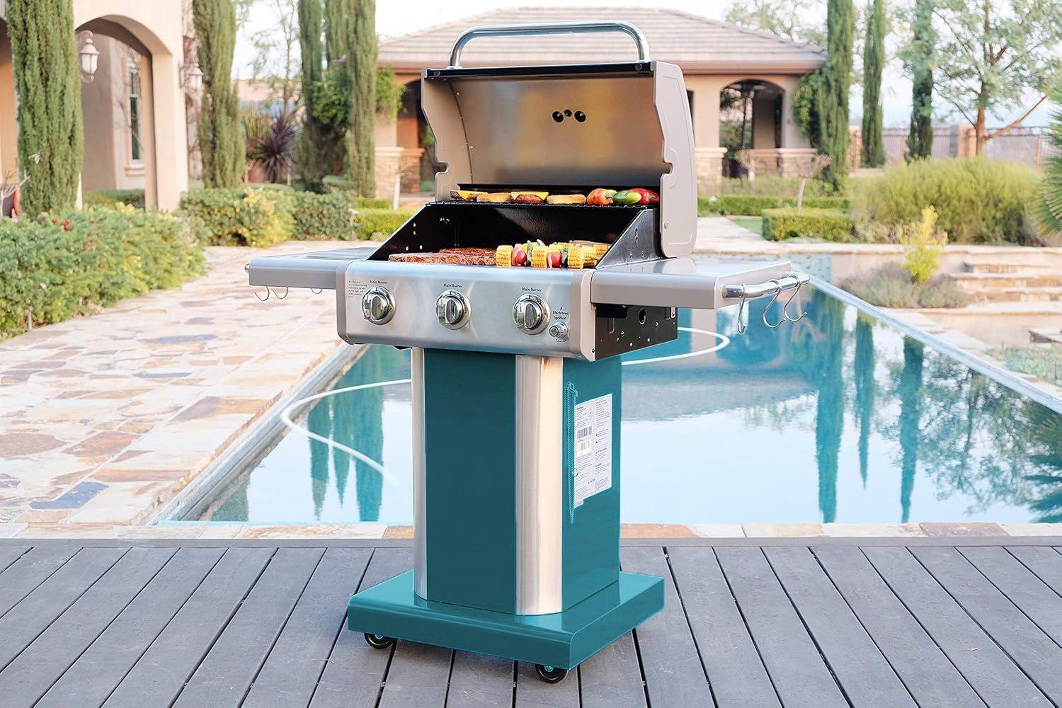Parrilla a gas 3 Quemadores - Color Celeste-2