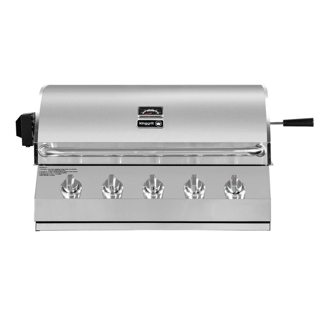 Parrilla A gas Empotrada 5 Quemadores + Spiedo con Motor-2