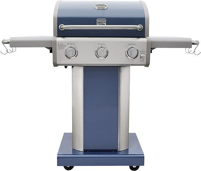 Parrilla a gas 3 Quemadores - Color Azul + Set de Asado + Garras de Oso-2
