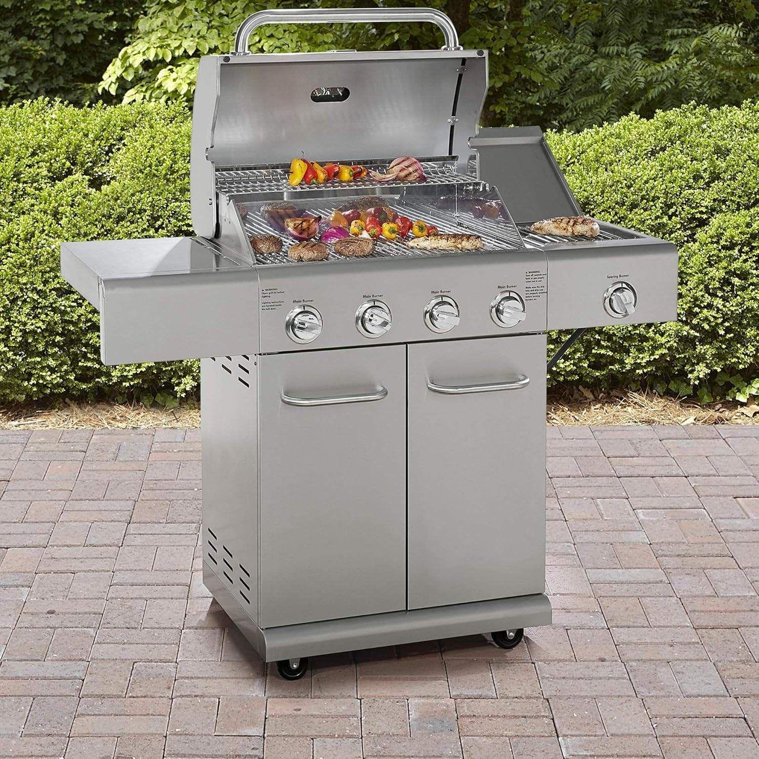 Parrilla a gas 4 Quemadores + Sellador lateral - Acero inoxidable + Set de Asado + Garras de Oso-2