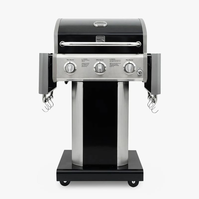 Parrilla a gas 3 Quemadores - Color Negro + set asado + garras-2
