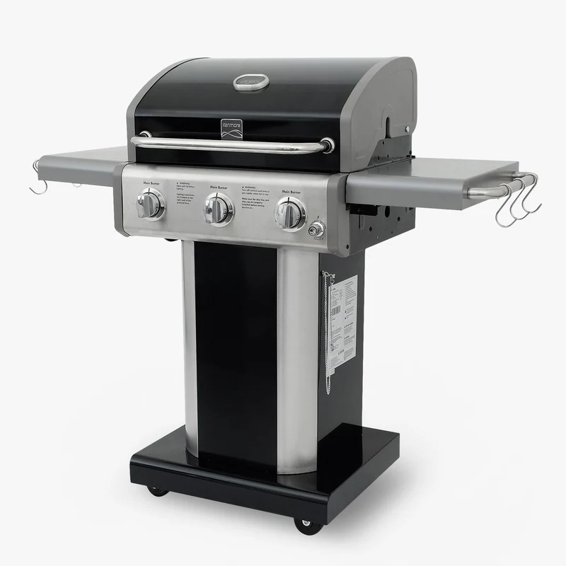 Parrilla a gas 3 Quemadores - Color Negro + set asado + garras-3