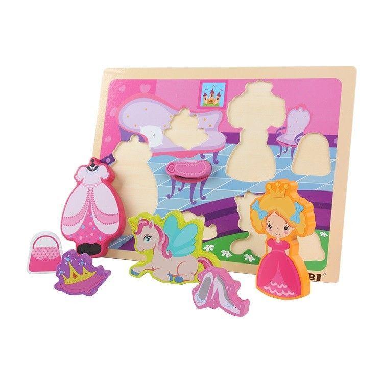 Juego Didáctico Madera Tabla Encaje Princesa-2