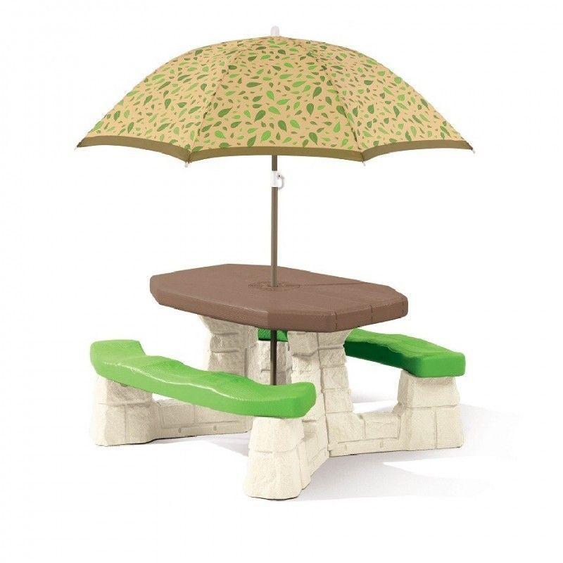 Mesa Infantil Picnic con Banquetas y Quitasol Step2 Extra-2