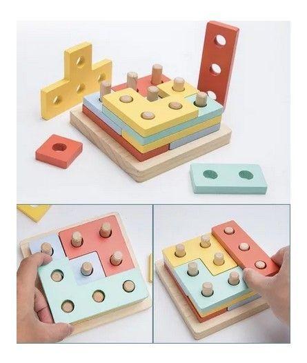 Juego Didáctico Matemático Madera 4 Puzzles Montessori-2