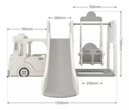 Set 3 en 1 Autobús Tobogán y Columpio Blanco-4