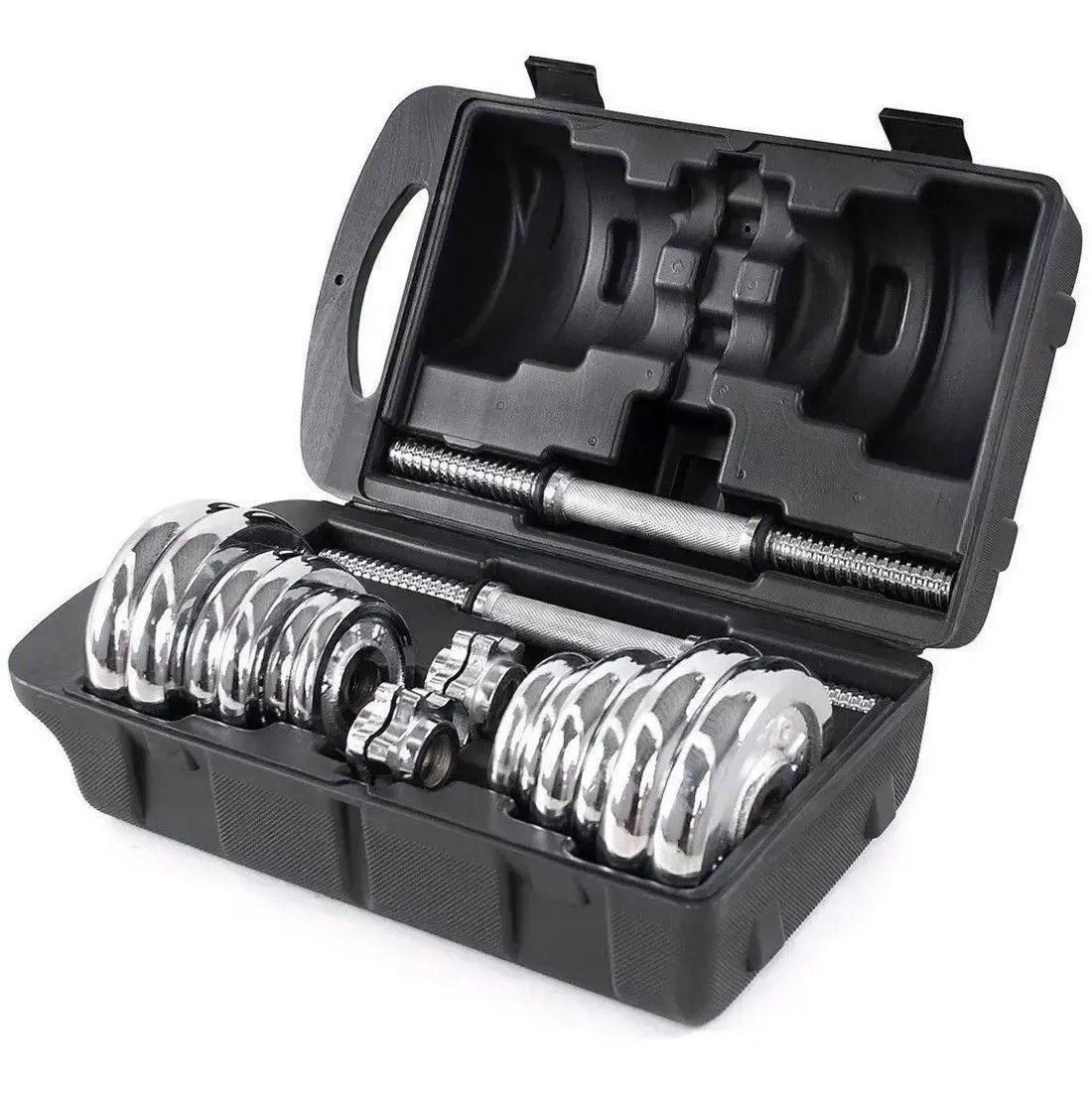 Set Mancuernas Cromadas con Maleta-1