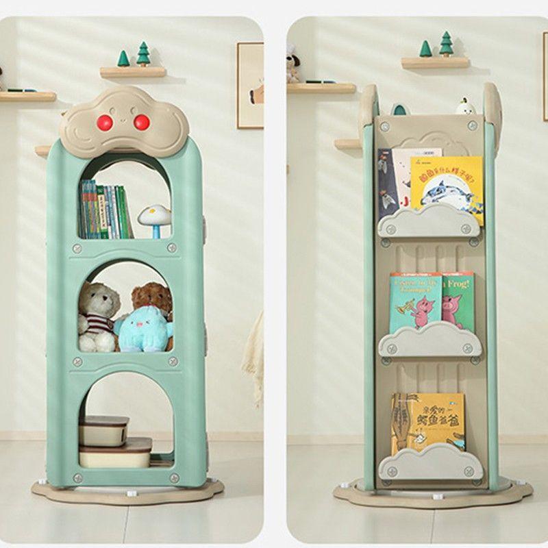 Mueble Infantil Estante Compartimentos y Revisteros Giratorio Verde-2