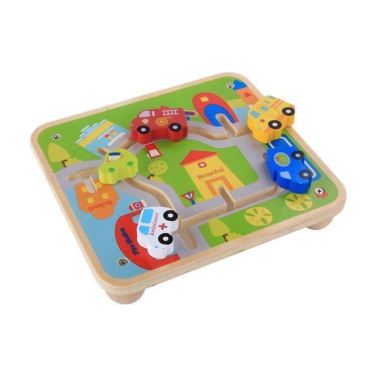 Juego Didáctico Madera Laberinto Vehículos-2