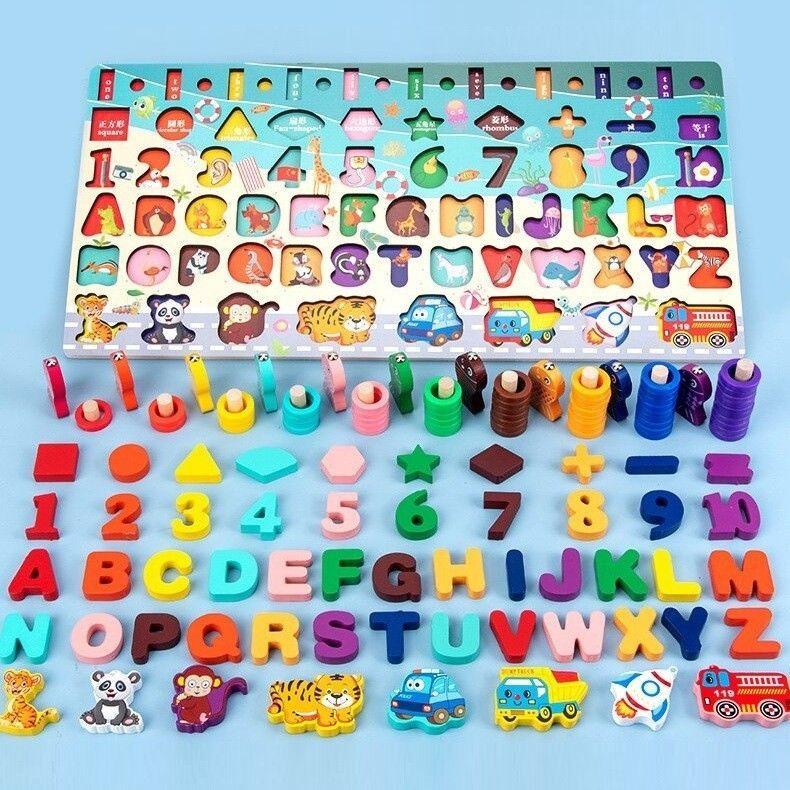 Juego Didáctico Matemático Madera Puzzle Pesca Montessori-1