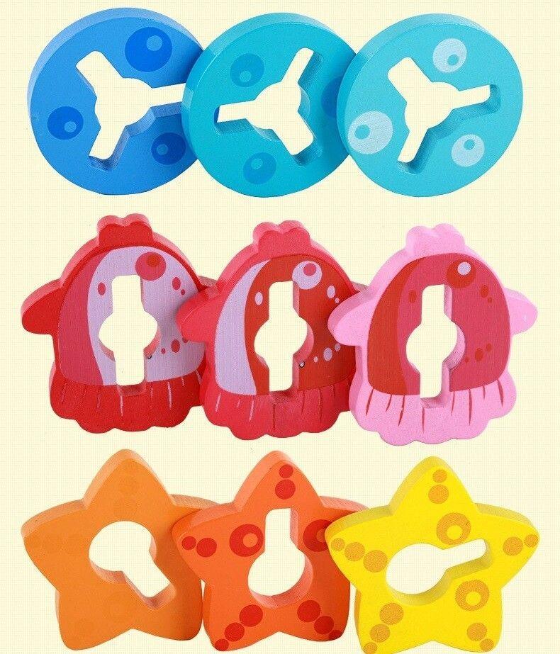 Juego Didáctico Madera Encaje Apilar Pez-2