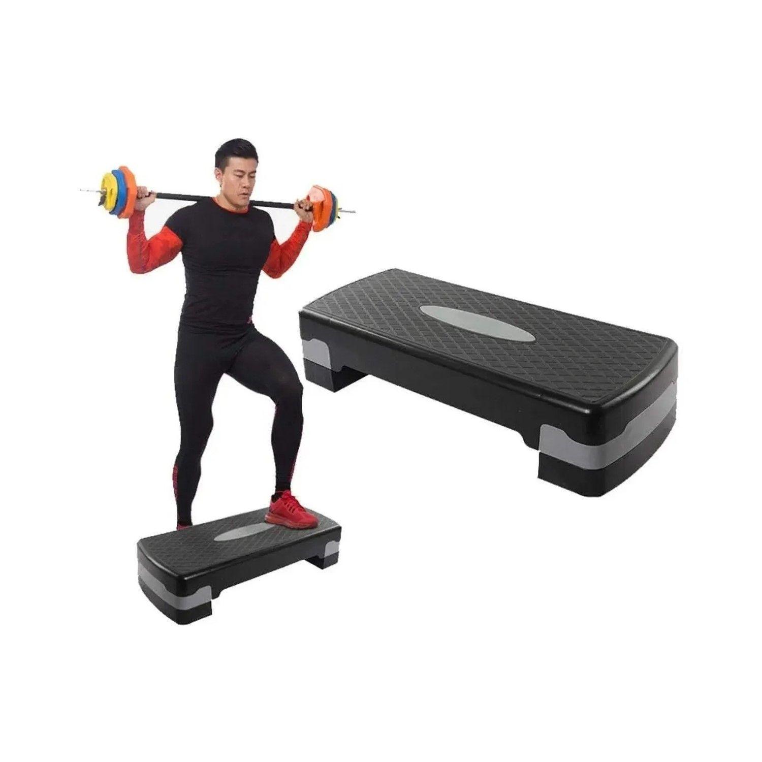 Banco para Fitness Gimnasia Yoga Pilates 2 Niveles Gris-2