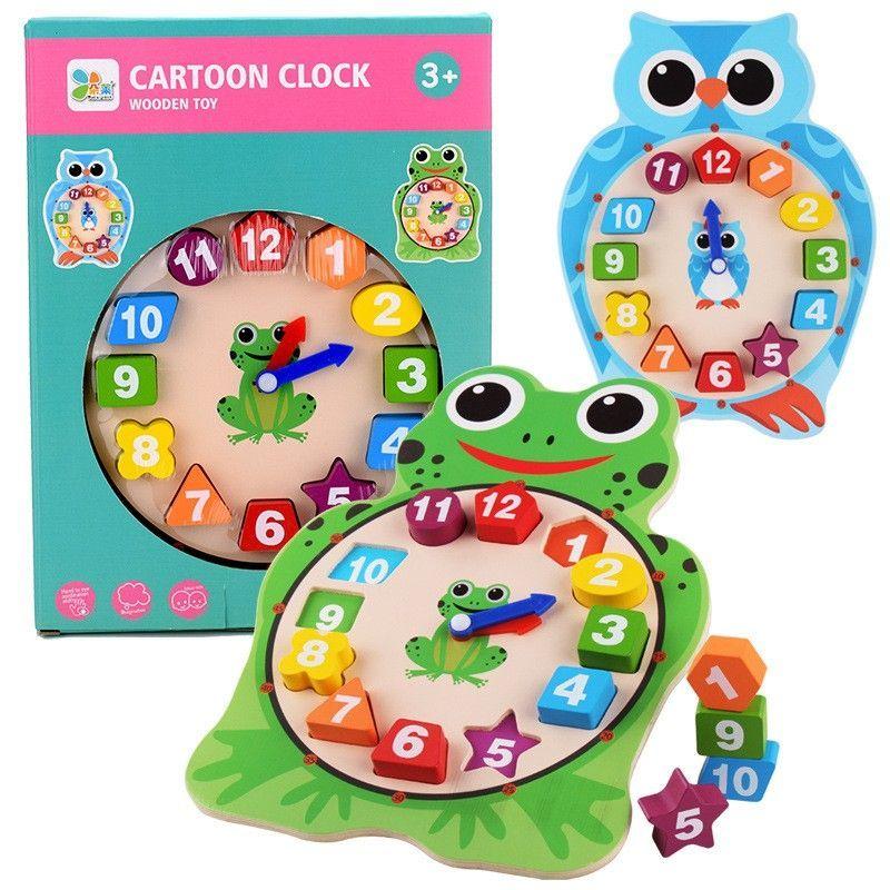 Juego Madera Reloj Encaje Buho o Rana Xk-43-2