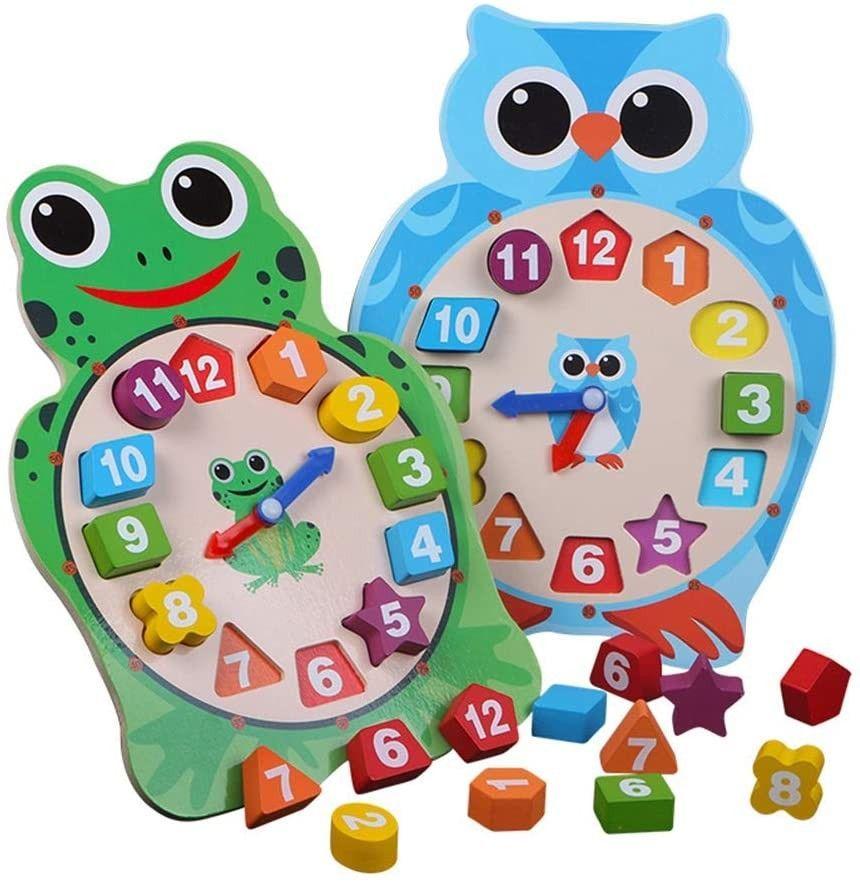 Juego Madera Reloj Encaje Buho o Rana Xk-43-3