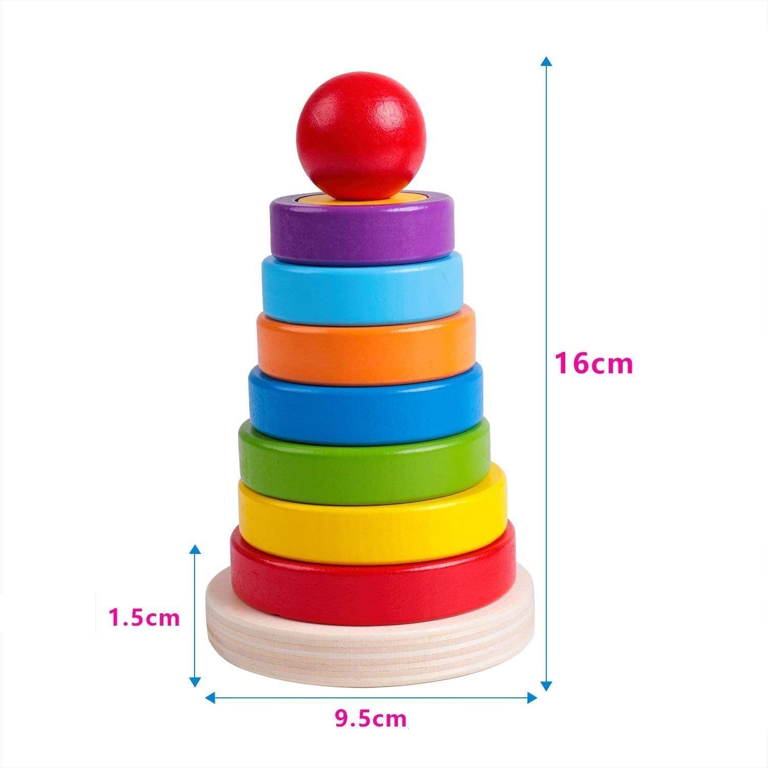 Juego Didáctico Madera Encaje Apilar Torre Círculos-2