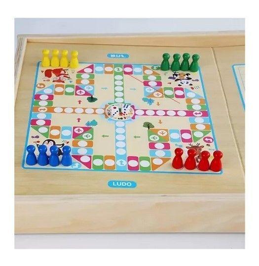 Juego Mesa Madera 3 en 1 Fútbol Ludo Damas-2
