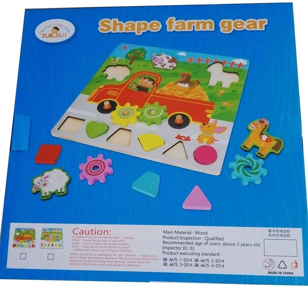 Juego Didáctico Madera Tabla Encaje Granja y Formas-2