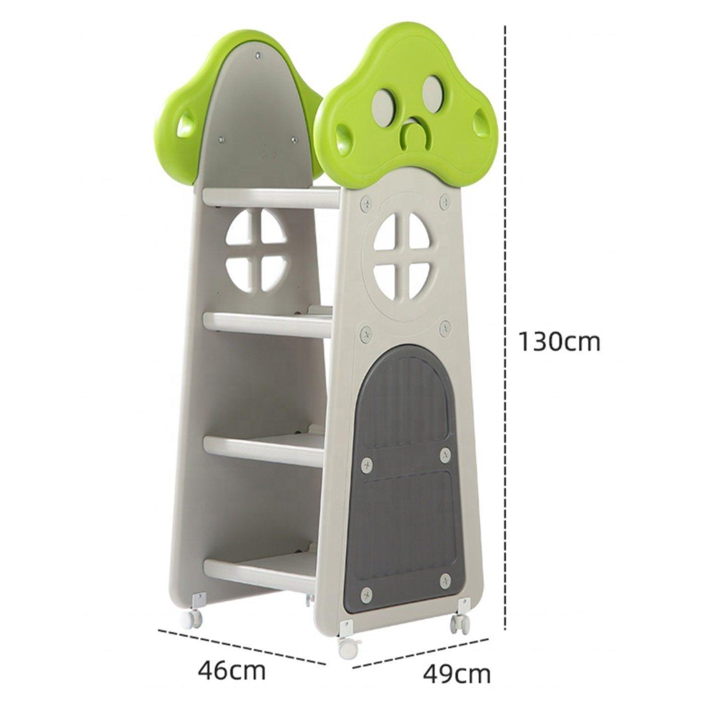 Mueble Infantil Estante con Ruedas Repisas y Cajas Gris-3