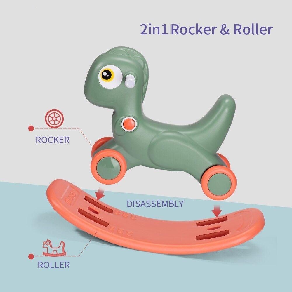 Balancín Correpasillos Bebé 2 en 1 Dinosaurio Verde-2