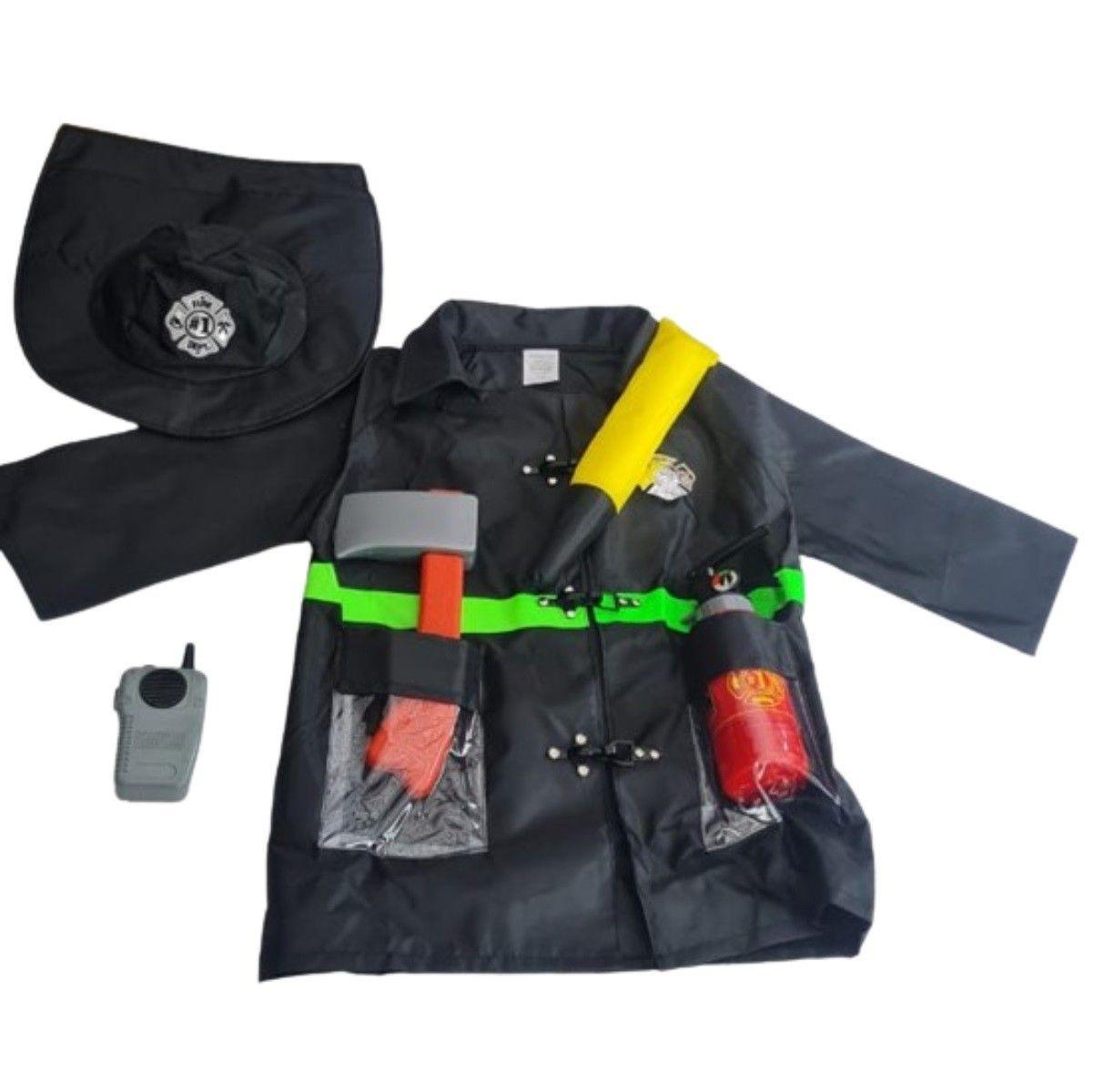 Disfraz y Accesorios Bombero Traje Negro-3