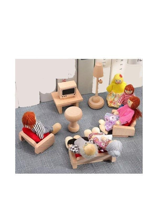 Set 6 Muñecos Familia Madera y Tela-2