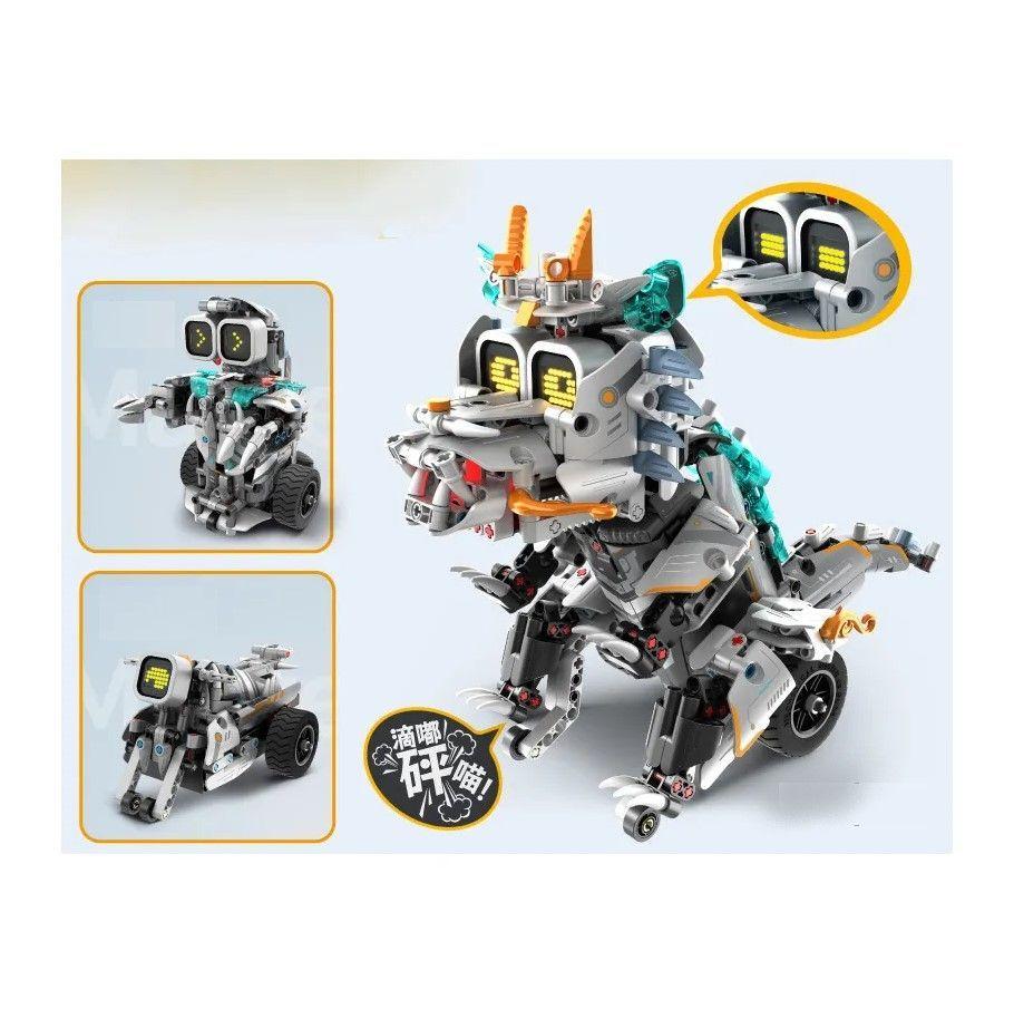 3 en 1 Dinobot Rex, Motobot y Robot Bloques Construcción Control Remoto Programable-2