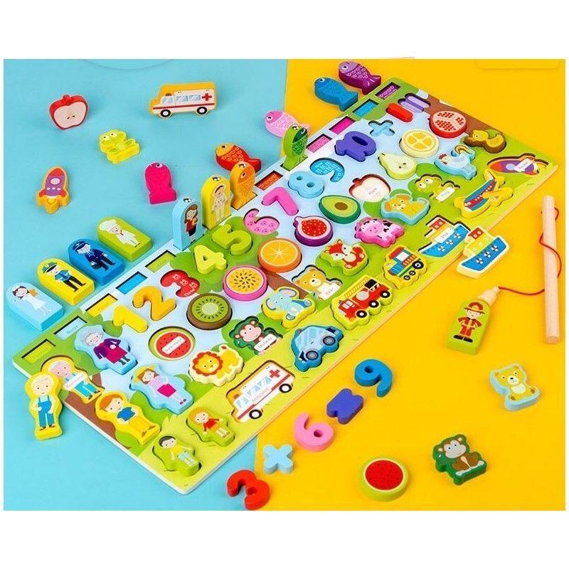 Juego Didáctico Matemático Madera Puzzle Pesca Zk-169-3