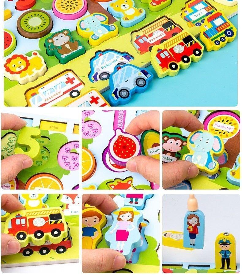 Juego Didáctico Matemático Madera Puzzle Pesca Zk-169-4