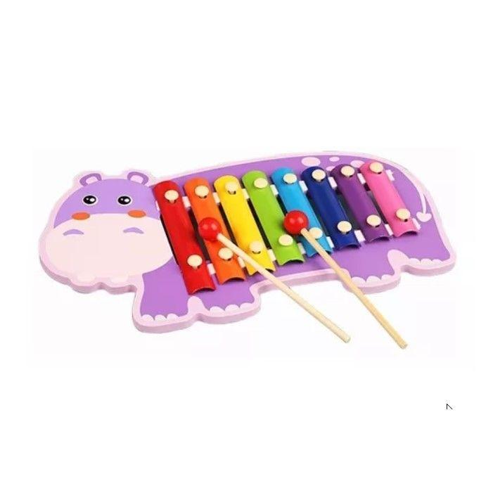 Juguete Didáctico Madera Musical Xilófono 8 Tonos Animales Zk-118-2