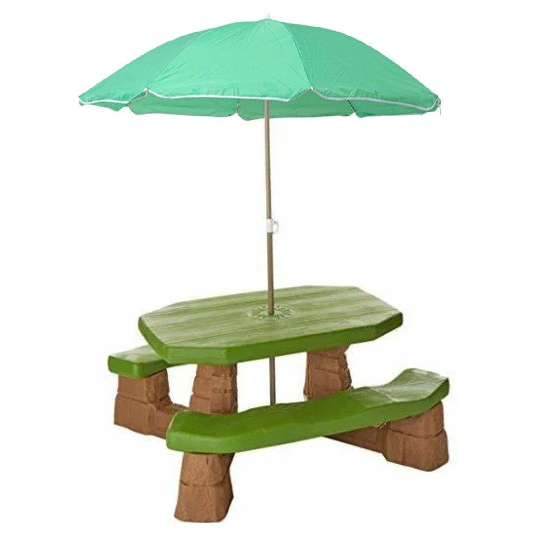 Mesa Infantil Picnic con Banquetas y Quitasol calidad Ludik Clásica-2