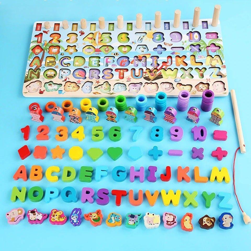 Juego Didáctico Matemático Madera Puzzle Pesca Zk-161-2
