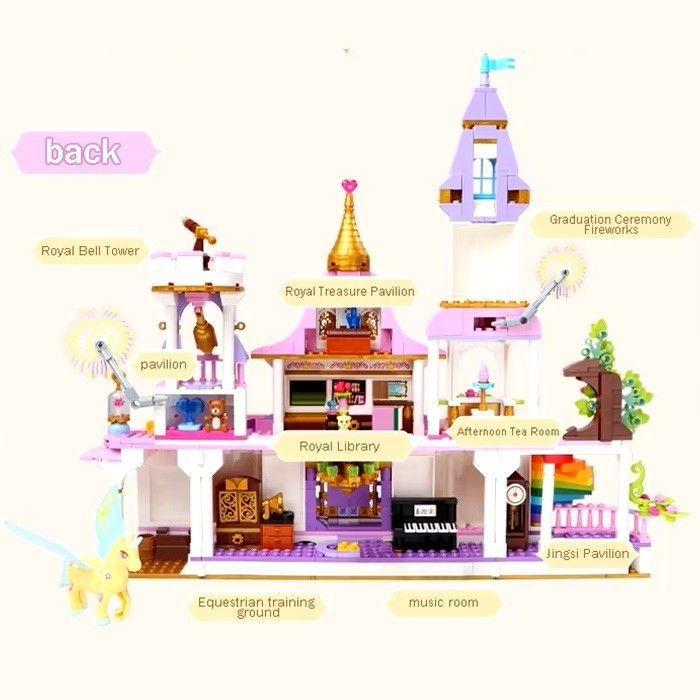 Castillo Princesa Flores Unicornio Bloques Construcción-5