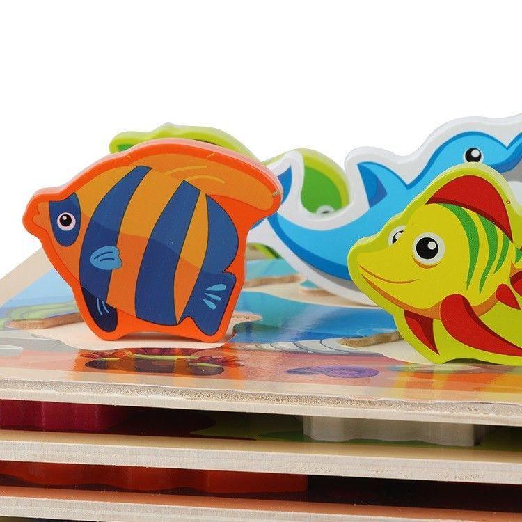 Juego Didáctico Madera Tabla Encaje Marino-2