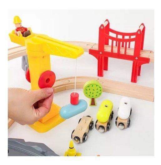 Juego Madera Circuito Pistas Ferrocarril-3