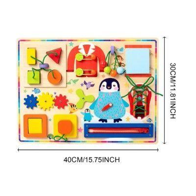 Juego Didactico Madera Panel Actividades Aprendizaje Pinguino-3