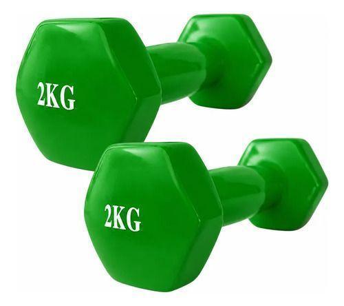 Par de Mancuernas Hexagonal De Vinilo 2 kg Verde-2